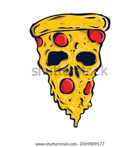skull illustration with pizza theme