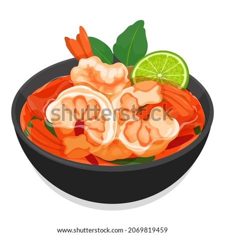 Tom Yum Goong, Tom Yum Kung (Spicy Thai Soup with Shrimp Recipes).  Royalty-Free Stock Photo #2069819459