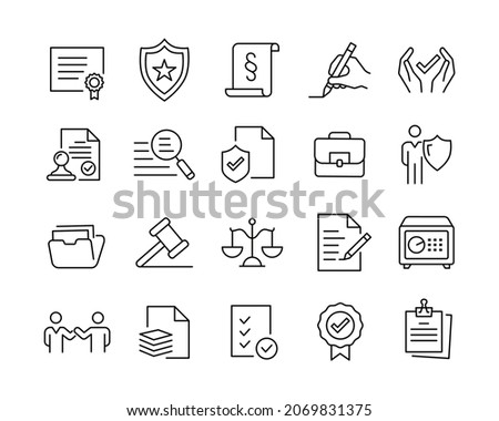Legal Documents and Law Icons - Vector Line Icons. Editable Stroke. Vector Graphic Royalty-Free Stock Photo #2069831375