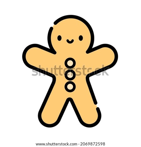 Gingerbread Man icon. Flat line vector illustration