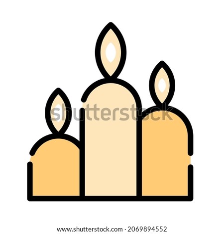 Christmas candles icon. Flat line vector illustration. New year 2023