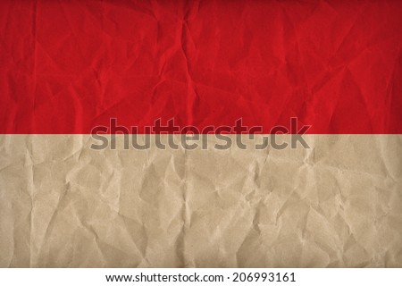 indonesia flag pattern on the paper texture ,retro vintage style