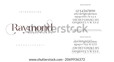 Abstract Fashion font alphabet. Minimal modern urban fonts for logo, brand etc. Typography typeface uppercase lowercase and number. vector illustration Royalty-Free Stock Photo #2069936372