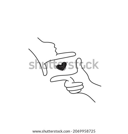 vector graphic of line art hands frame the heart