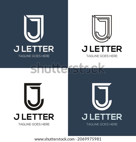 Set of abstract initial letter J logo design template. icons for business of luxury, elegant, simple