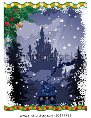 christmas castle, vector illustration