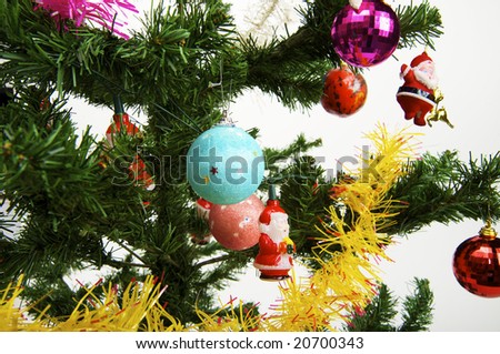 Different color is Christmas toys for the fir tree