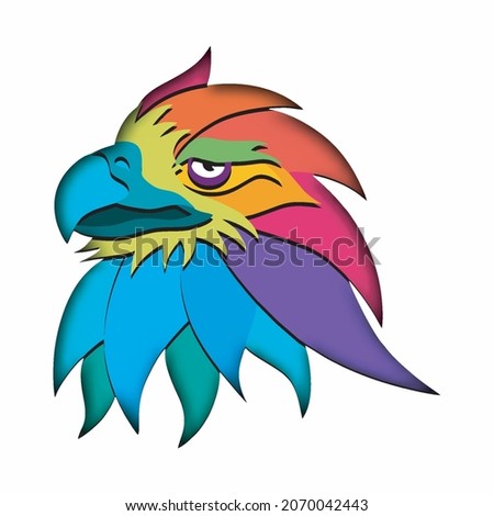cartoon exotic bird in trendy craft paper graphic style. Modern design for advertising, branding, greeting cards, covers, posters, banners. Vector illustration