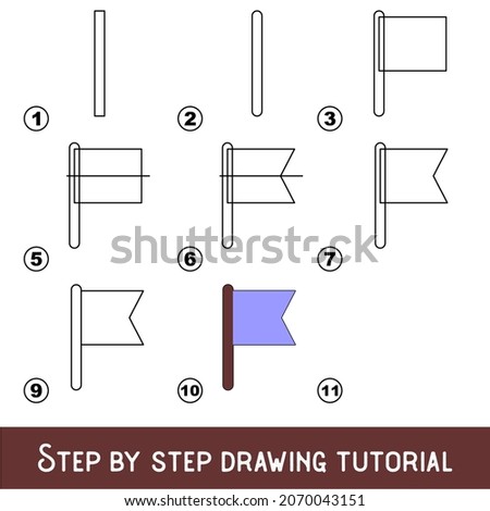 Kid game to develop drawing skill with easy gaming level for preschool kids, drawing educational tutorial for Blue Flag.