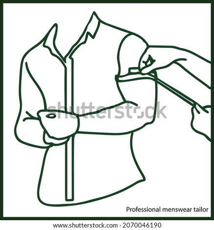 
The tailor measures the circumference of the person's arm