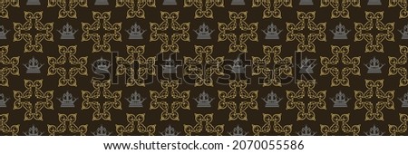 Background pattern with decorative floral ornament on a black background for your design. Seamless background for wallpaper, textures.