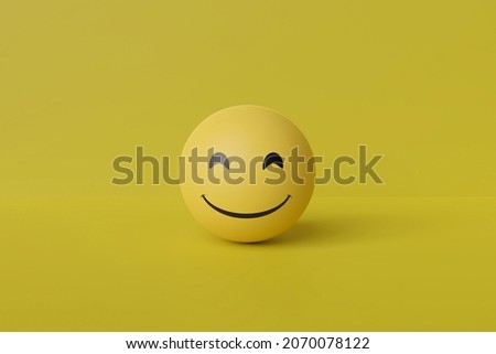 Smile emoji with yellow background 3d rendering Royalty-Free Stock Photo #2070078122