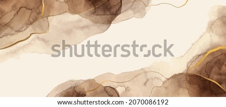 Beige, brown watercolor fluid painting vector background design. Dusty pastel, neutral and golden marble. Dye elegant soft splash style. Alcohol ink imitation. Royalty-Free Stock Photo #2070086192