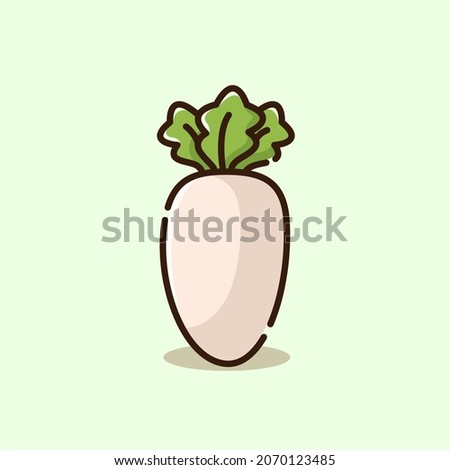 Illustration vector graphic of White Radish. White Radish minimalist style isolated on a blue background. The illustration is Suitable for Banner, flyers, stickers, etc. Royalty-Free Stock Photo #2070123485