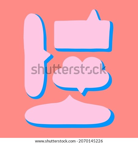 Collection Set of Blank Speech Bubble Text Chat with Different Shape on Pink Background. Flat Vector Illustration.