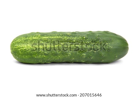 green cucumber on white background