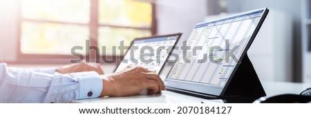 Employees Staff Schedule And Time Reports Or Computer In Cloud