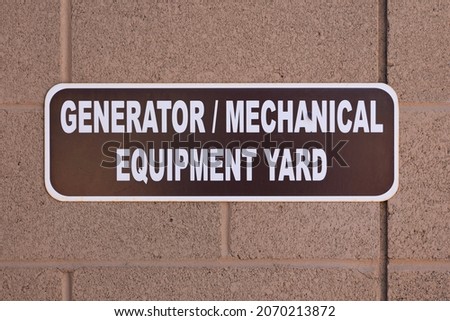 Generator Mechanical Equipment Yard Sign