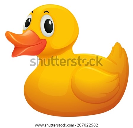 Illustration of a cute yellow rubber duck on a white background