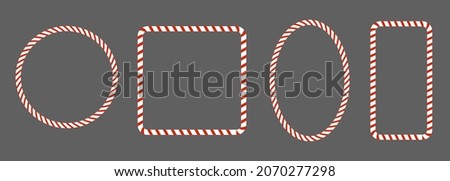 Christmas set frame red-white candy cane. Vector isolated flat design. Royalty-Free Stock Photo #2070277298
