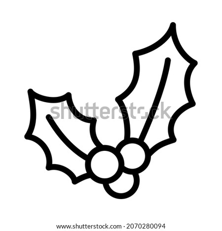 Celebration decorations flat line icon. Mistletoe symbol. Outline sign for mobile concept and web design, store.