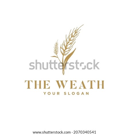 Luxury Golden Grain Weath - Rice Logo Design Vector
