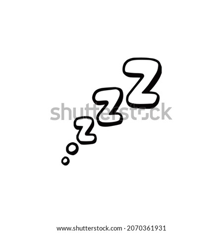 Sleep zzzz doodle symbol set. Sleepy dream icon. Doodle comic sketch style vector illustration. Royalty-Free Stock Photo #2070361931