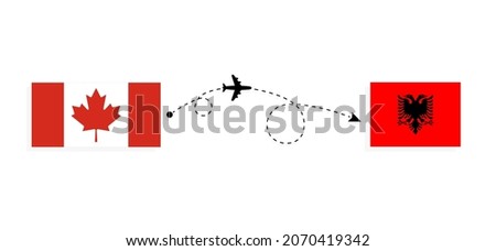 Flight and travel from Canada to Albania by passenger airplane Travel concept