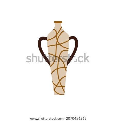 Vector flat ceramic vase, isolated for flowers on a white background. Natural colors simple style.