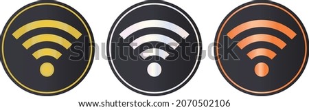Rich coin-like Wi-Fi icon sets . Gold, Silver, Bronze.