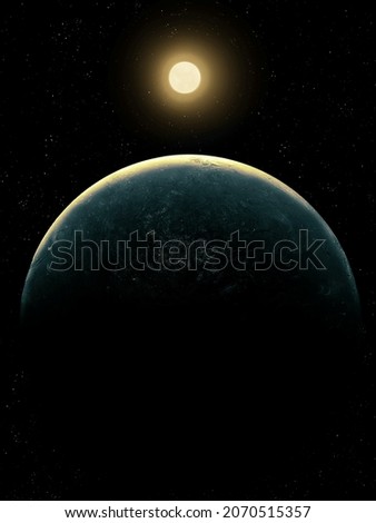 Beautiful space landscape. Planet in deep space. Planetary system. 