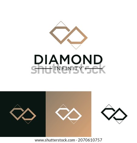 Diamond logo with infinity outline art style logo design template Premium Vector