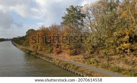 Autumn picture river in the forest
