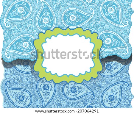 Cute envelop with Paisley lice ornament.For packaging,Design template ,invitations,card,envelop,bags.Decorative element with traditional Orient  ornament.Imitation handmade lace.Vector illustration.