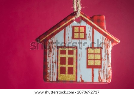 christmas concept , various ornaments with white and red background copy space and selective focus