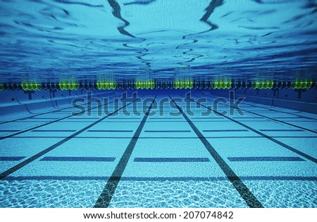 Underwater view of a swimming pool Royalty-Free Stock Photo #207074842