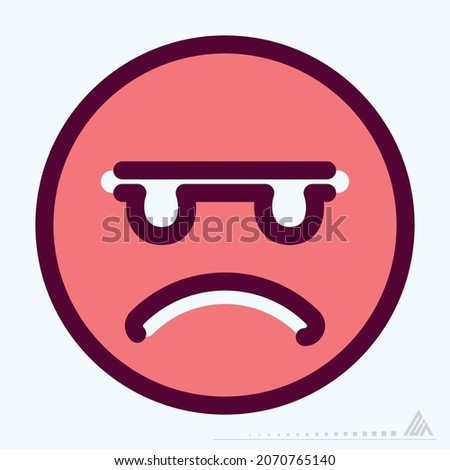 Icon Emoticon Angry - Color Line Cut Style - Simple illustration, Editable stroke, Design template vector, Good for prints, posters, advertisements, announcements, info graphics, etc.