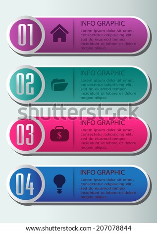 colorful modern text box for website graphic and business, numbers, icon. 