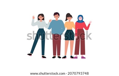 Group of people illustration set. Happy together illustration