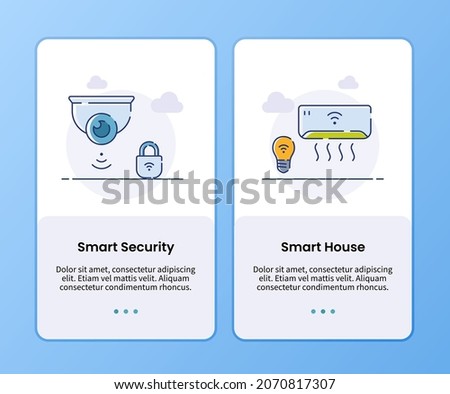 smart security and smart house onboarding template for mobile ui app design