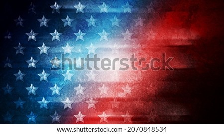 USA colors, stars and stripes abstract grunge design. Independence Day modern vector background. Concept retro american flag