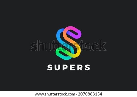 Letter S Logo Design vector template Media Corporate Linear Outline style. Colorful Logotype concept symbol icon