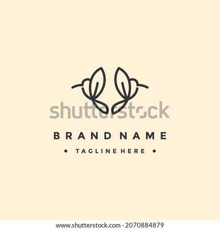 bird leaf logo vector icon template download monoline color line art outline