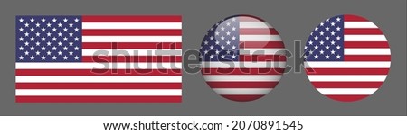 flag set collection, button rounded, flat rounded.