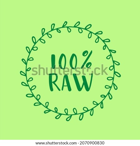 100 percent raw green leaf word text logo icon