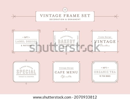 A set of vintage frames with simple lines.
This illustration relates to elegance, classic, retro, pattern, European, ornament, decoration, etc. Royalty-Free Stock Photo #2070933812