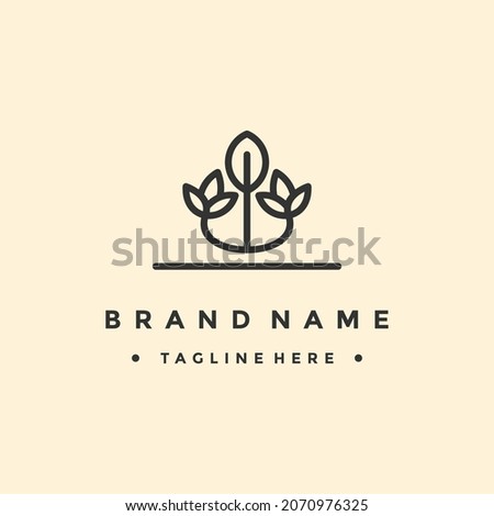 Leaves Crown abstract Logo design vector template. Eco nature Creative Business Logotype concept icon.