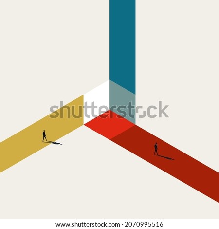 Business cooperation, merger and change vector concept. Symbol of transition, teamwork. Minimal design eps10 illustration. Royalty-Free Stock Photo #2070995516