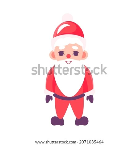Santa Claus. Cartoon vector illustration of Santa Claus and decorated Christmas tree with presents isolated on white