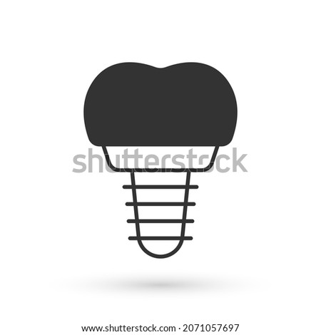 Grey Dental implant icon isolated on white background.  Vector